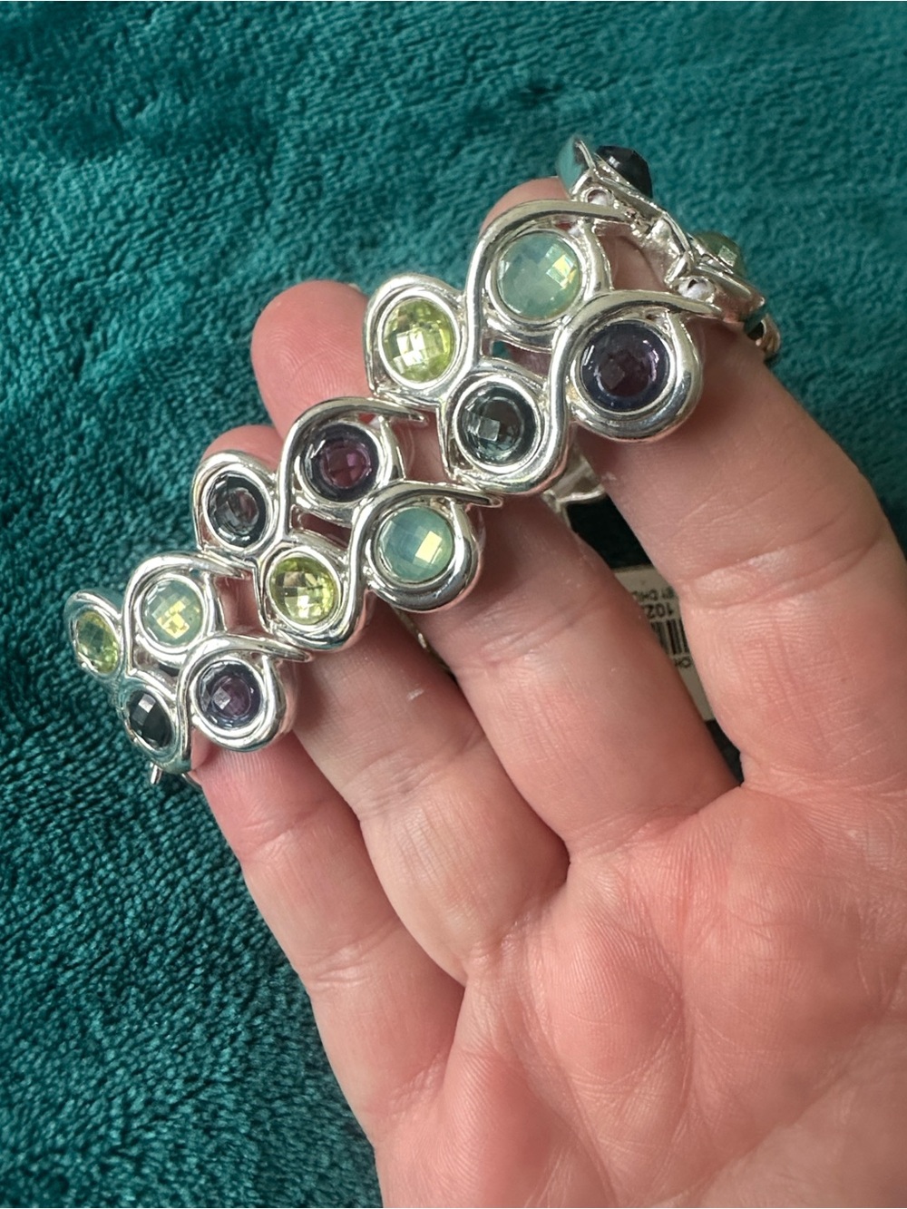 Napier Silver-Tone Bracelet with Blue, Green, Yellow and Purple Stones NWT